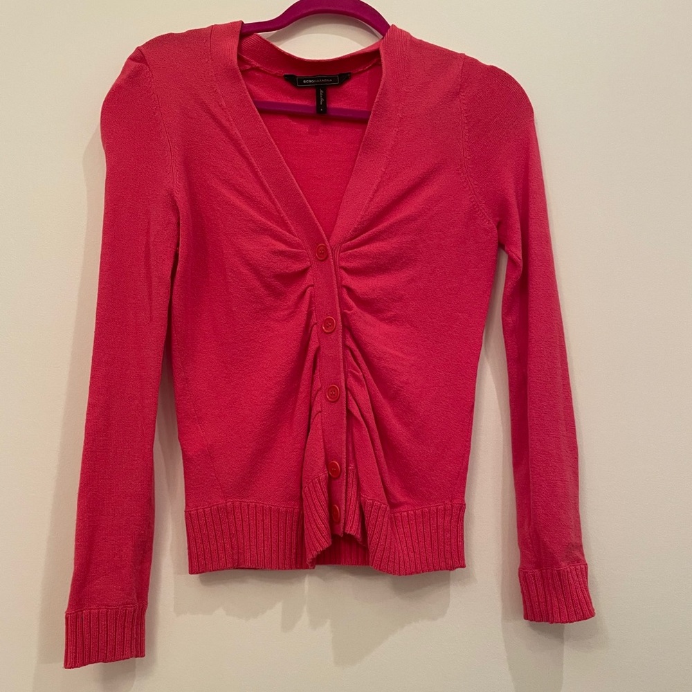 Pink button down sweater v neck